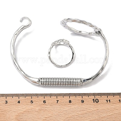 Set di braccialetti e anelli martellati Ring Braaa&nbsp;LS-SJEW-C008-01P-1