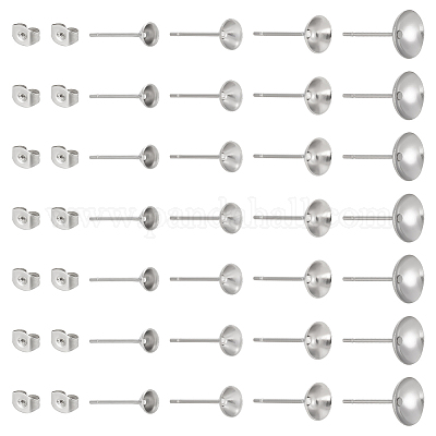 200 шт. 4 стиля фурнитуры для сережек-гвоздиков из нержавеющей стали 304 STAS-UN0058-11-1