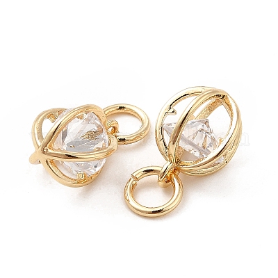 Подвески из латуни с покрытием из прозрачного кубического циркония KK-E081-09G-1