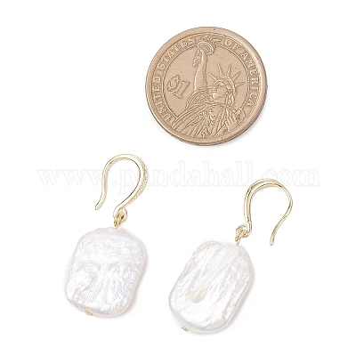 Серьги-подвески из латуни с натуральным пресноводным жемчугом EJEW-JE06566-1