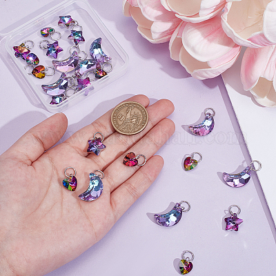 24 шт. 3 стиля подвески в виде стеклянной обуви в виде звезды PALLOY-PH01715-1