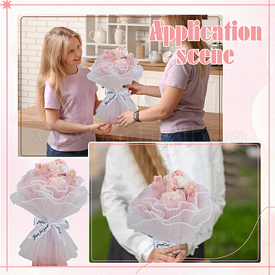 Вязаный крючком полиэстеровый цветок AJEW-BC0007-57-1