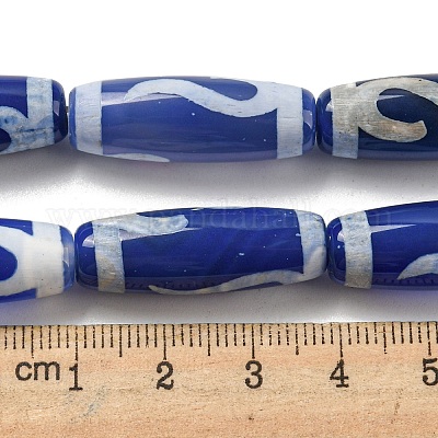 Нити синих бусин дзи в тибетском стиле TDZI-NH0001-B07-01-1