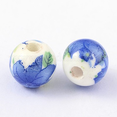 Ручной печатный шарики фарфора PORC-Q199-10mm-19-1