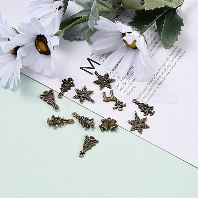 Рождество смешанного стиля тибетский стиль сплава подвески TIBEP-F040-02AB-1