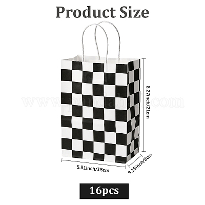 16 шт. бумажная упаковочная сумка с принтом в клетку CARB-SP0001-06-1