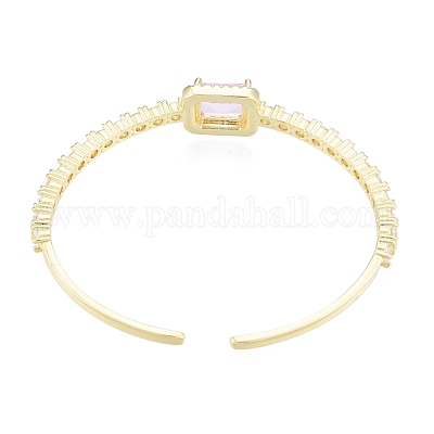 Кубический цирконий прямоугольный браслет-манжета с открытой манжетой BJEW-G651-05G-01-1