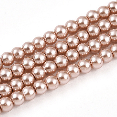 Выпечка окрашены перламутровый стекла жемчужные нити круглый шарик X-HY-Q003-4mm-11-1