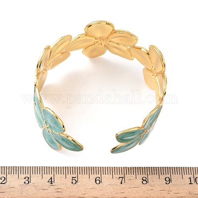 Браслеты-манжеты из нержавеющей стали 304 с эмалью для женщин BJEW-B159-01G-1