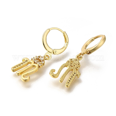 Серьги-кольца из латуни с прозрачным фианитом EJEW-M045-01M-1