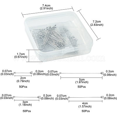 200 шт. 4 стиля 304 нержавеющая сталь шарообразные головки штифты для изготовления ювелирных изделий STAS-YW0001-71-1