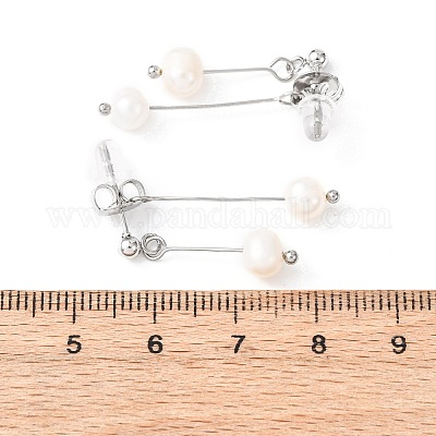 Круглые серьги-гвоздики с кисточками из нержавеющей стали 304 EJEW-K268-89P-1