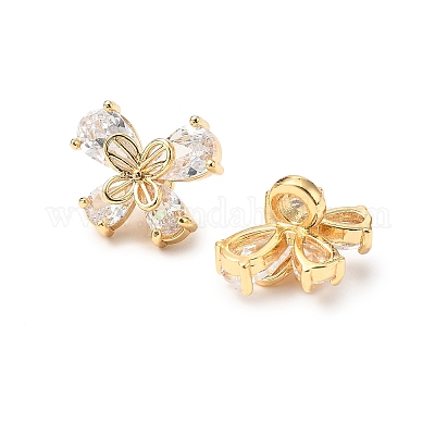 Латунные микропаве прозрачные подвески с фианитом KK-A259-25A-G-1