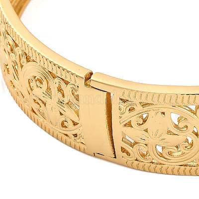 Цветок полые полые стойки покрытие латунь шарнирные браслеты для женщин BJEW-M040-17G-1