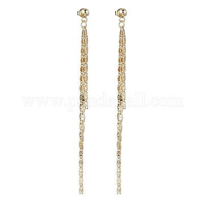 Женские серьги-подвески из латуни с кисточками и цепочкой EJEW-JE05745-1