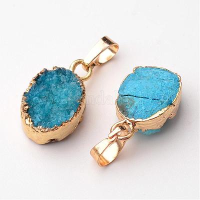 Овальные естественно druzy агат подвески G-K101-B01-G-1