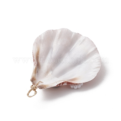 Подвески-бантики из натуральной ракушки гребешка PALLOY-JF03891-1