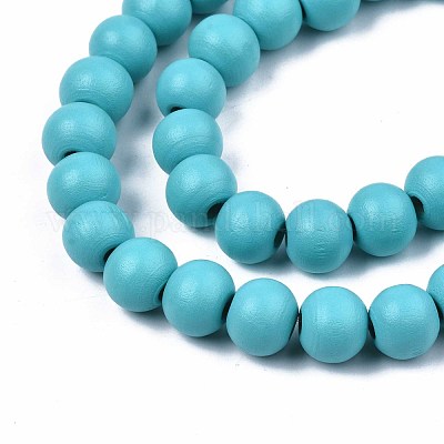 Расписные бусины из натурального дерева WOOD-S053-54F-1