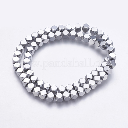 6x6x1mm PandaHall 50pcs Square Electroplate Non-magnetic Synthetic Hematite Beads Strands for Jewelry Making 1mm Hole