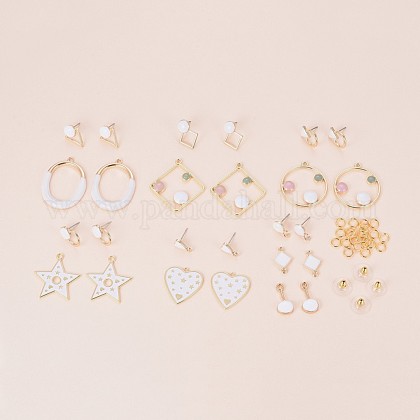 Diyピアス作り 真鍮の弾丸クラッチピアスバックキャッチ付き 丸カン 合金スタッドピアスのパーツと合金ペンダント エナメル 混合図形 ライトゴールド ホワイトの通販 Jp Pandahall Com