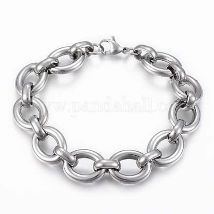 304 acier inoxydable Rolo chaînes bracelets BJEW-A109-09P-1