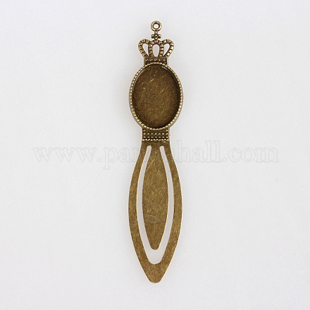 Antique Bronze Iron Bookmark Cabochon Settings PALLOY-N0084-14AB-NF-1