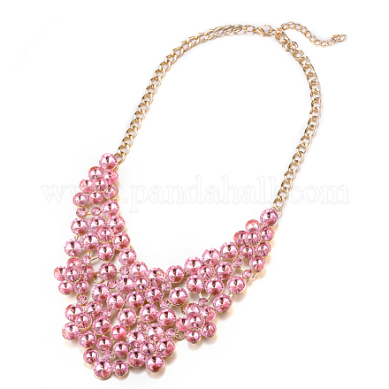Fashion Women Jewelry Zinc Alloy Glass Rhinestone Bib Statement Choker Collar Necklaces NJEW-BB15116-C-1