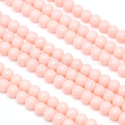 Eco-Friendly Round Baking Paint Glass Beads Strands HY-A003-6mm-RV12-1