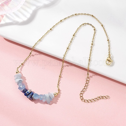 Женские подвески-цепочки с подвесками из натурального лазурита и аквамарина NJEW-JN05608-1
