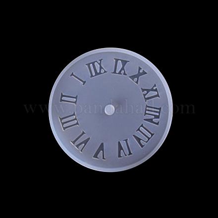 Redondo plano con números romanos reloj decoración de pared moldes de silicona de calidad alimentaria SIMO-PW0001-424D-02-1