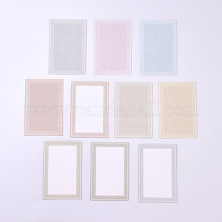 空白の白いクラフト紙カード  メモ用紙フレーム  長方形  ミックスカラー  75x50x0.2mm  3シート/カラー  10色/セット  30シート/セット DIY-F029-B01-1
