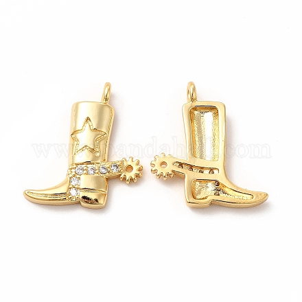 Rack Plating Brass Micro Pave Cubic Zirconia Pendants KK-H436-11G-1