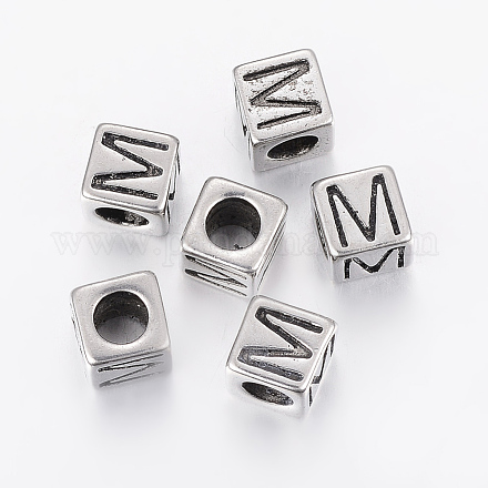 Perles européennes de lettre avec gros trou en 304 acier inoxydable X-STAS-H428-01AS-M-1