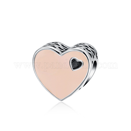 Сердце 925 стерлингового серебра эмали европейские шарики STER-BB15842-B-1