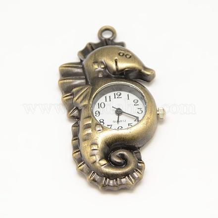 Vintage Sea Horse Alloy Quartz Watch Heads Pendants for Pocket Watch Necklace Making WACH-M109-10-1