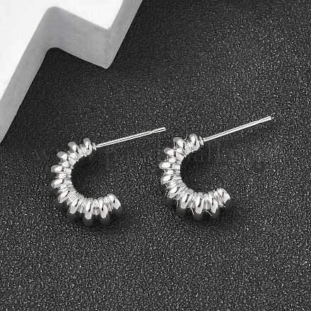 C-образные латунные серьги-гвоздики EJEW-D320-11P-1