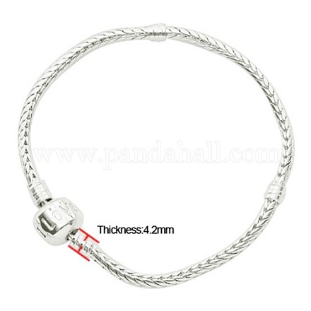 Silver Tone Love Sign Brass European Style Bracelets X-PPJ017-S-1