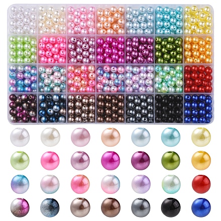 840 pièces 28 styles de perles d'imitation en plastique abs OACR-FS0001-41-1