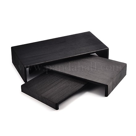 木製ジュエリーディスプレイ  布で覆わ  ディスプレイライザーセット  ブラック  35~39x19.7x3~8cm ODIS-N021-04-1