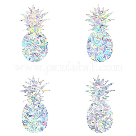 GORGECRAFT 4Pcs Rainbow Window Clings Pineapple Pattern Window Decals Static Non Adhesive Collision Proof Glass Stickers Vinyl Film Home Decorations for Sliding Doors Windows Prevent Birds Strikes DIY-WH0304-221E-1