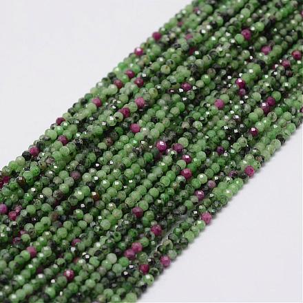 Chapelets de perles de rubis en zoïsite naturelle G-E351-02-1