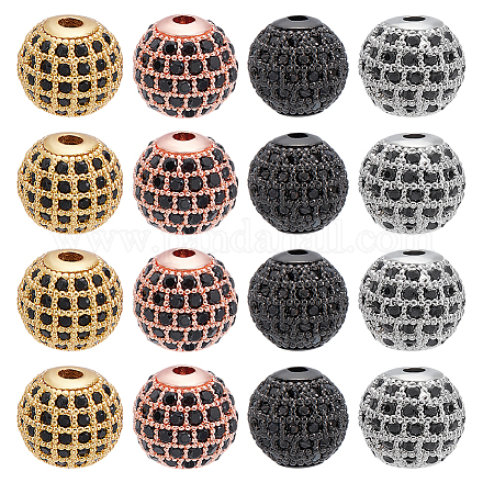 16 шт. 4-х цветные латунные микрофибровые бусины из кубического циркония ZIRC-WR0001-03-1