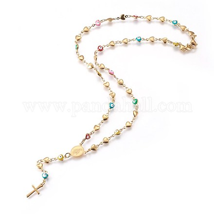 304 collane di perline rosario in acciaio inox NJEW-E133-03G-1