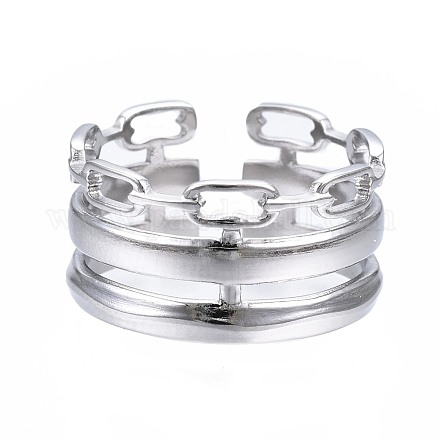 304 anello per polsino aperto con catena portacavi in acciaio inossidabile RJEW-T023-08P-1