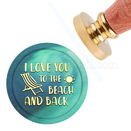 CRASPIRE Wax Seal Stamp I Love You to the Beach and Back Sealing Wax Stamps 30mm Removable Brass Head Sealing Stamp with Wooden Handle for Sealing Cards Decoration Invitations Gift AJEW-WH0184-0088-1