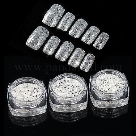 Pleine beauté holographique diamant platine diy ongles flocons poussière manucure laser argent paillettes paillettes nail art décorations MRMJ-L001-30-1