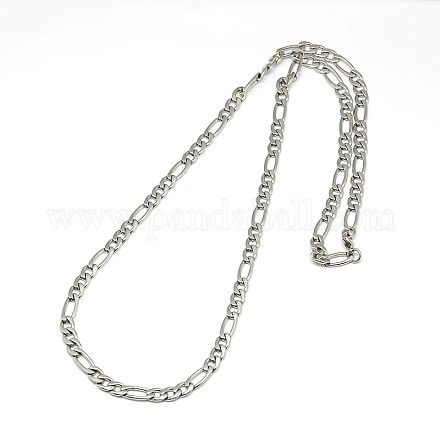 304 Stainless Steel Figaro Chain Necklace Making STAS-A028-N021P-1