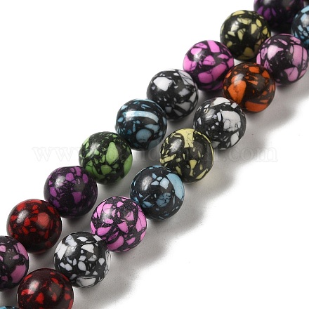 Brins de perles teintes en pierres précieuses synthétiques G-P507-03B-06-1