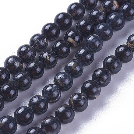 Perles de turquoise synthétique et coquillage assemblées G-F623-05-6mm-1