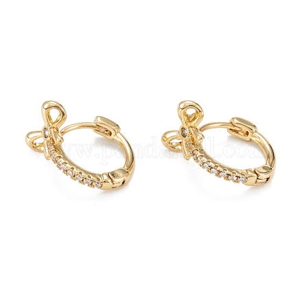 Brass Micro Pave Clear Cubic Zirconia Hoop Earrings EJEW-H126-13G-1